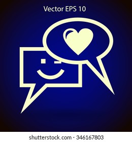 Correspondence chat, smile and love vector icon