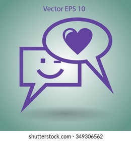 Correspondence chat, smile and love vector icon