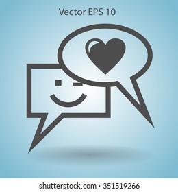 Correspondence chat, smile and love vector icon