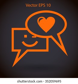 Correspondence chat, smile and love vector icon