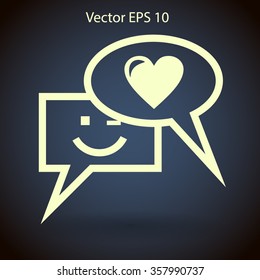 Correspondence chat, smile and love vector icon