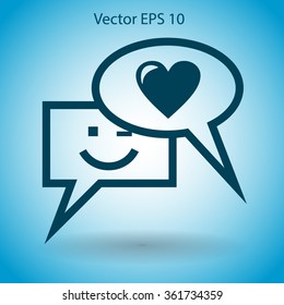 Correspondence chat, smile and love vector icon