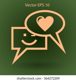 Correspondence chat, smile and love vector icon