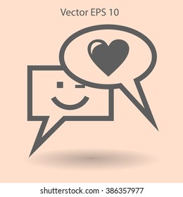 Correspondence chat, smile and love vector icon