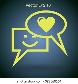 Correspondence chat, smile and love vector icon