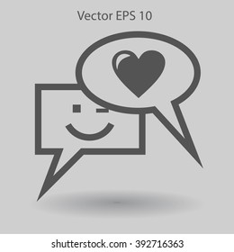 Correspondence chat, smile and love vector icon