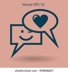 Correspondence chat, smile and love vector icon