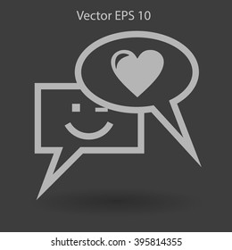 Correspondence chat, smile and love vector icon