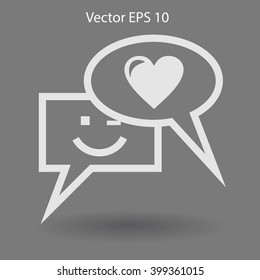 Correspondence chat, smile and love vector icon