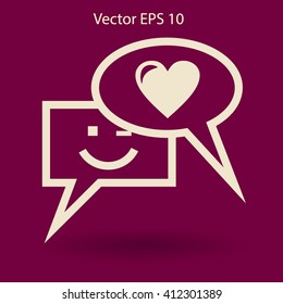 Correspondence chat, smile and love vector icon