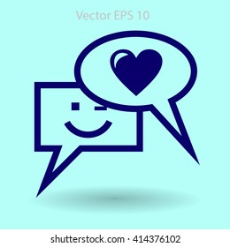 Correspondence chat, smile and love vector icon