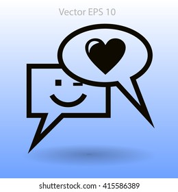 Correspondence chat, smile and love vector icon