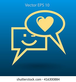 Correspondence chat, smile and love vector icon