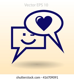 Correspondence chat, smile and love vector icon