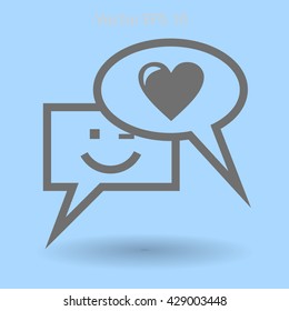 Correspondence chat, smile and love vector icon