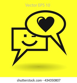Correspondence chat, smile and love vector icon