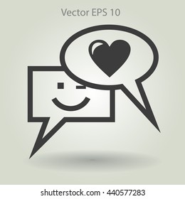 Correspondence chat, smile and love vector icon