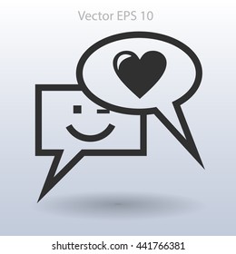 Correspondence chat, smile and love vector icon