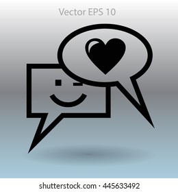 Correspondence chat, smile and love vector icon