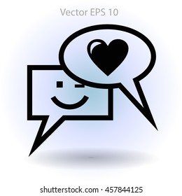Correspondence chat, smile and love vector icon