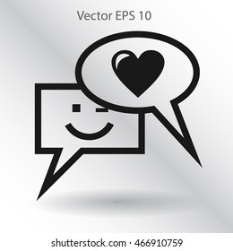 Correspondence chat, smile and love vector icon