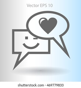 Correspondence chat, smile and love vector icon