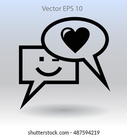 Correspondence chat, smile and love vector icon