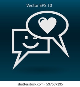 Correspondence chat, smile and love vector icon