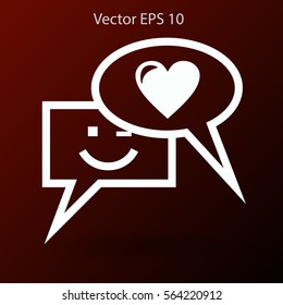 Correspondence chat, smile and love vector icon