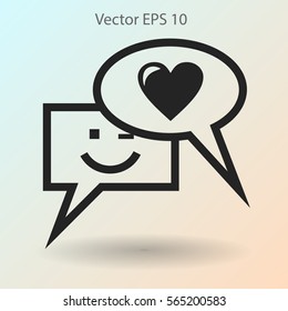 Correspondence chat, smile and love vector icon