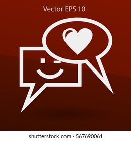 Correspondence chat, smile and love vector icon