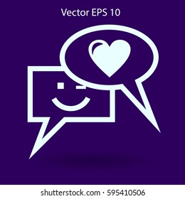 Correspondence chat, smile and love vector icon