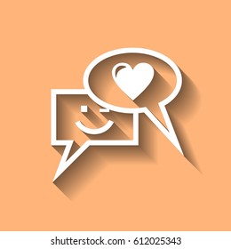 Correspondence chat, smile and love vector icon