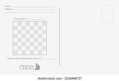 Correspondence chess game postcard. Postal chess game card.
