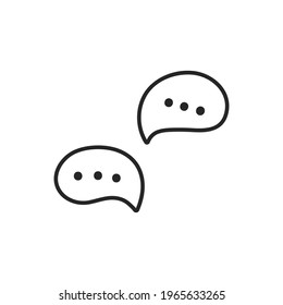 Correspondence and dialogue in the chat in the doodle style. The outline drawn by hand. Vector illustration, isolated elements on a white background. For printing and design