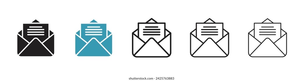 Conjunto de iconos vectoriales de intercambio de correspondencia. Símbolo vectorial de envoltura de mensajería para diseño de interfaz de usuario.