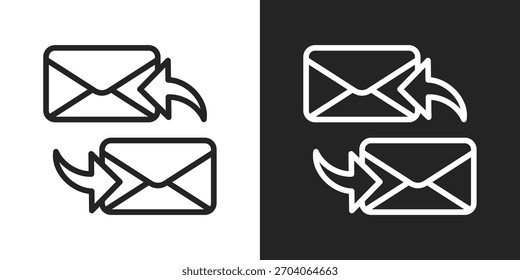 Icono De Correspondencia En Versión De Línea Sobre Fondo Blanco Y Negro