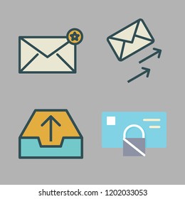 correspondence icon set. vector set about mail, email, envelope and outbox icons set.