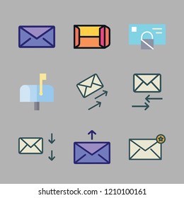 correspondence icon set. vector set about email, mail, mailing and envelope icons set.