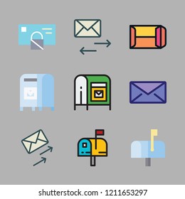 correspondence icon set. vector set about email, mailbox, mail and envelope icons set.