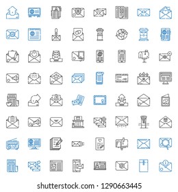 correspondence icons set. Collection of correspondence with email, envelope, news, mail, mailbox, love letter, write, post office. Editable and scalable correspondence icons.