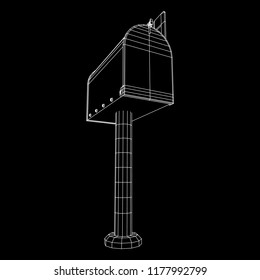 Correspondence mailbox with post letter message. Wireframe low poly mesh vector illustration