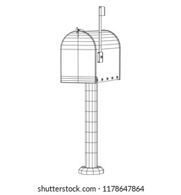 Correspondence mailbox with post letter message. Wireframe low poly mesh vector illustration