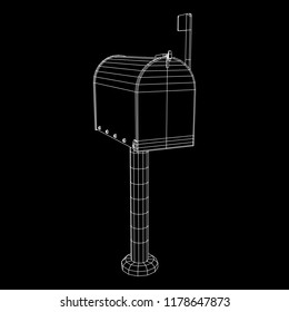 Correspondence mailbox with post letter message. Wireframe low poly mesh vector illustration