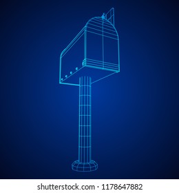 Correspondence mailbox with post letter message. Wireframe low poly mesh vector illustration