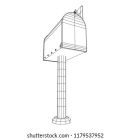 Correspondence mailbox with post letter message. Wireframe low poly mesh vector illustration
