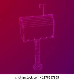 Correspondence mailbox with post letter message. Wireframe low poly mesh vector illustration