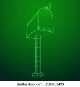 Correspondence mailbox with post letter message. Wireframe low poly mesh vector illustration