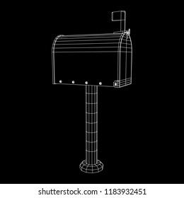 Correspondence mailbox with post letter message. Wireframe low poly mesh vector illustration