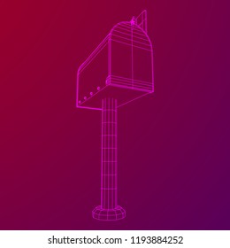 Correspondence mailbox with post letter message. Wireframe low poly mesh vector illustration